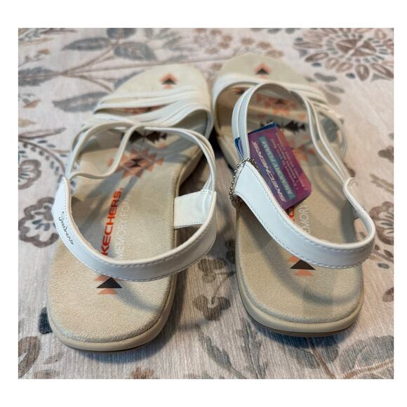 SKECHERS 163023 REGGAE SLIM STRETCH FIT SUNNYSIDE SANDALS WHITE WOMENS SZ 10 - Picture 6 of 7